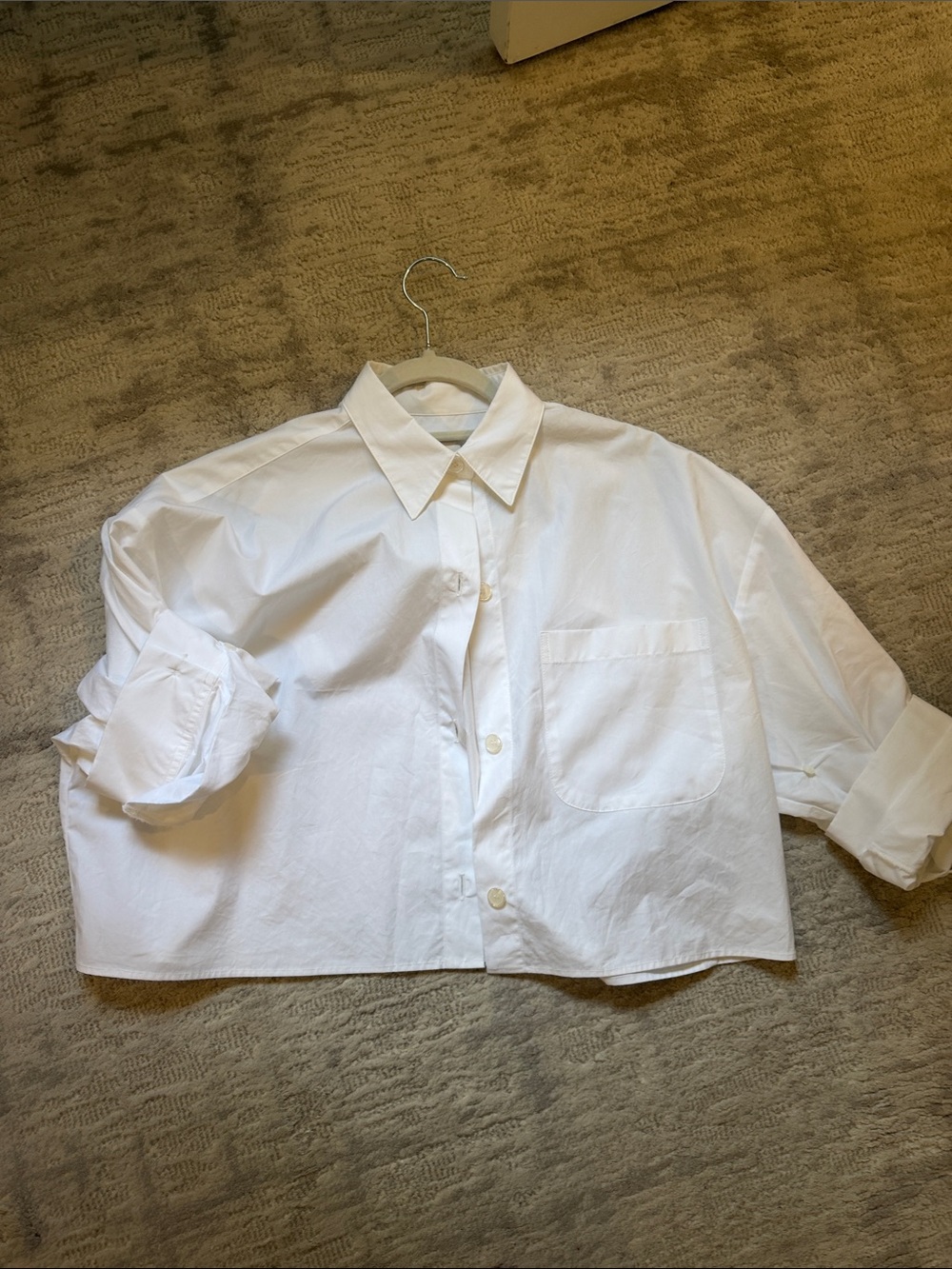 TWP NEXT EX Cropped White Button-Up Top